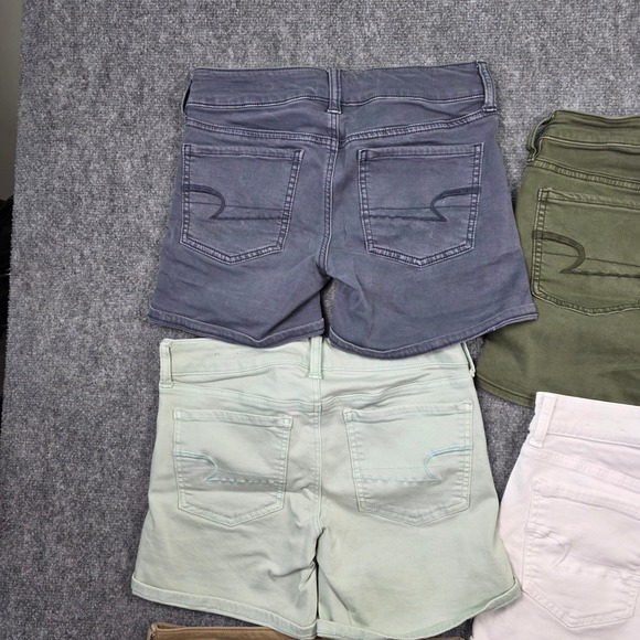 American Eagle Super Stretch Shorts Womens 4 Multicolor Bundle 6pk Mid Rise Mini - Picture 7 of 15